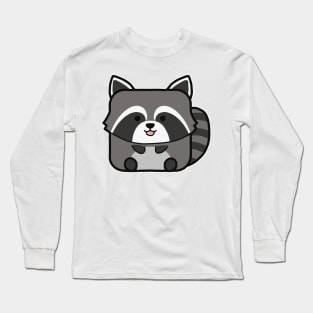 Kawaii Square Raccoon Long Sleeve T-Shirt
